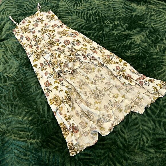 Art Class Girls' Floral Spaghetti Strap Back Zip Romper W/ Maxi Skirt Dress L - Picture 1 of 8